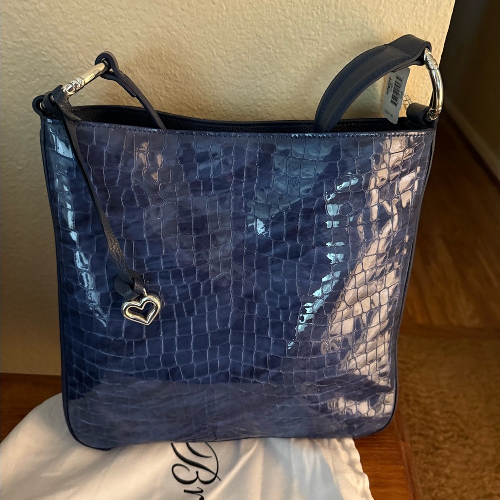 Brighton Blue Cher Bag with Croc Embossed Finish